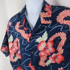 Kula Bay Hawaiian Aloha Shirt Mens 2XL  100% Cotton Pink Blue Floral Made Hawaii